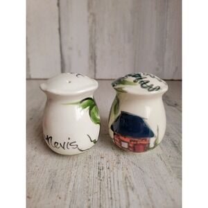 Nevis vintage salt pepper shaker house landscape ceramic set kitchen